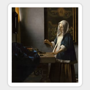 Woman Holding a Balance - Johannes Vermeer Sticker